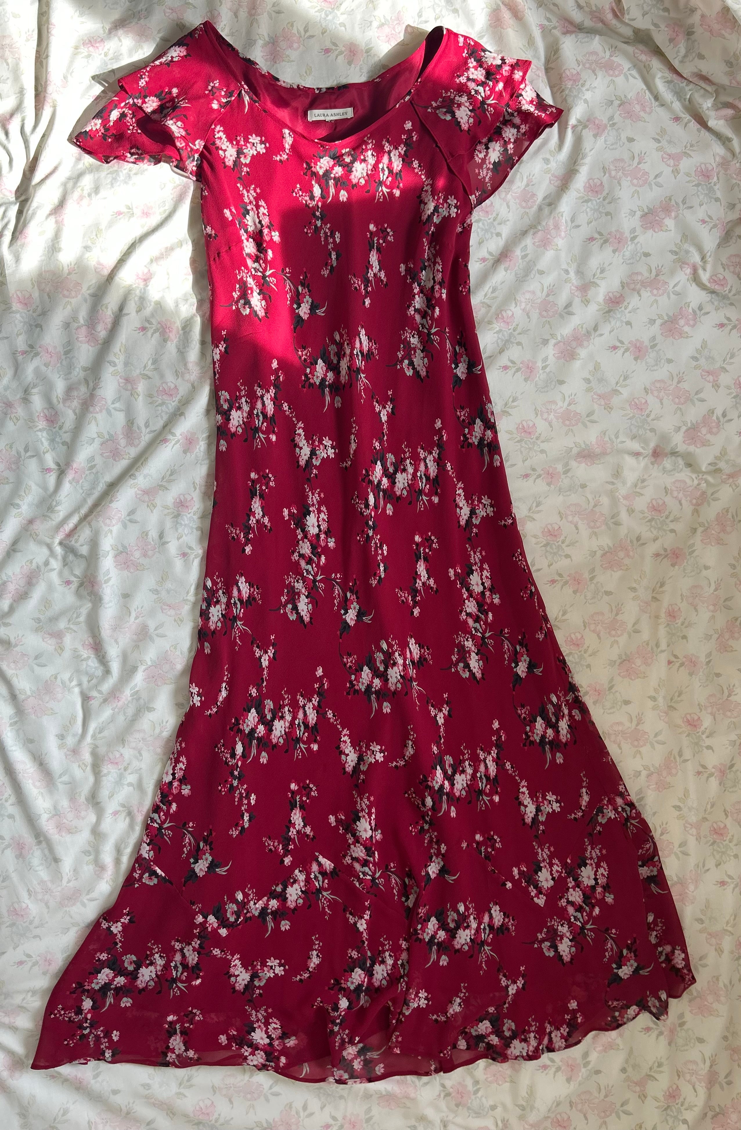 00s floral silk dress ♡ size m