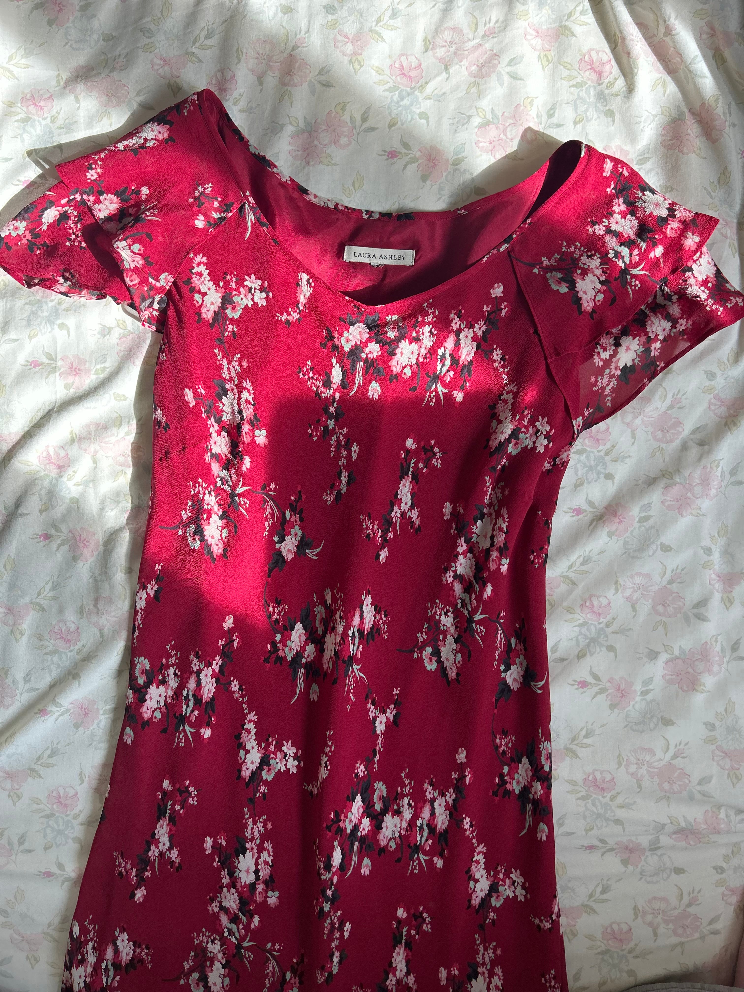 00s floral silk dress ♡ size m