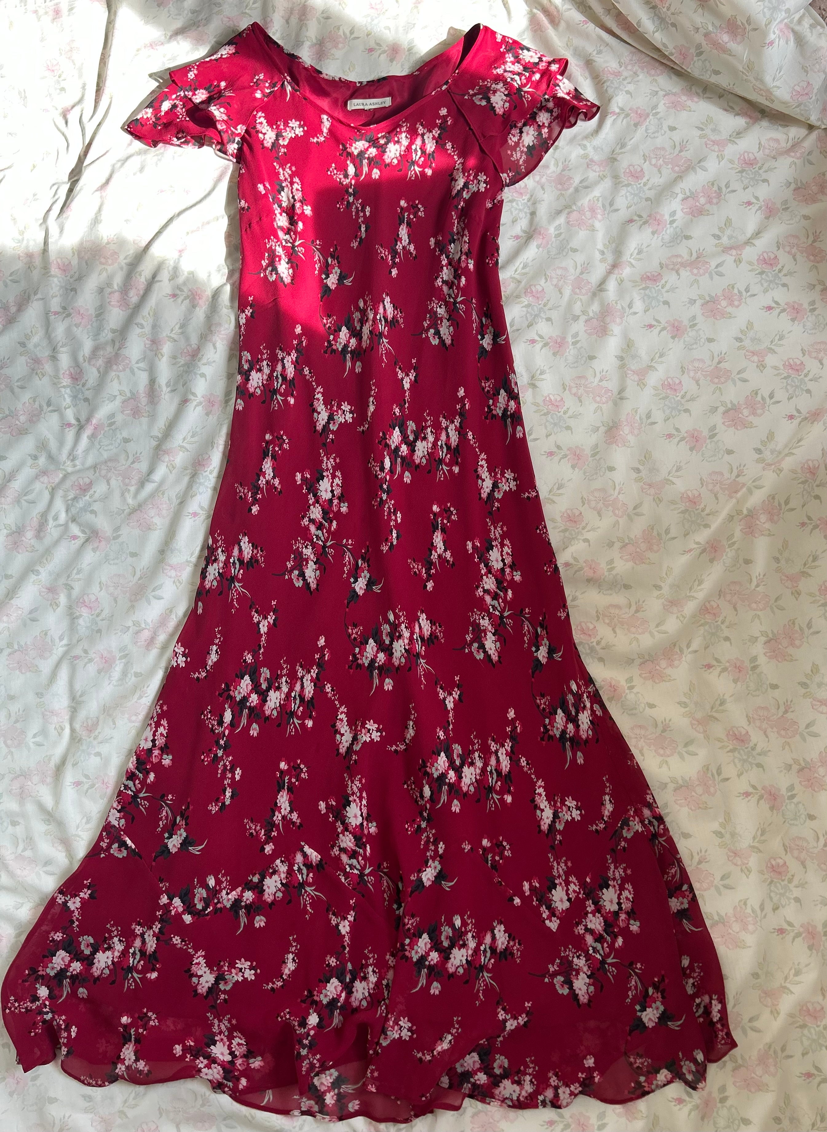 00s floral silk dress ♡ size m