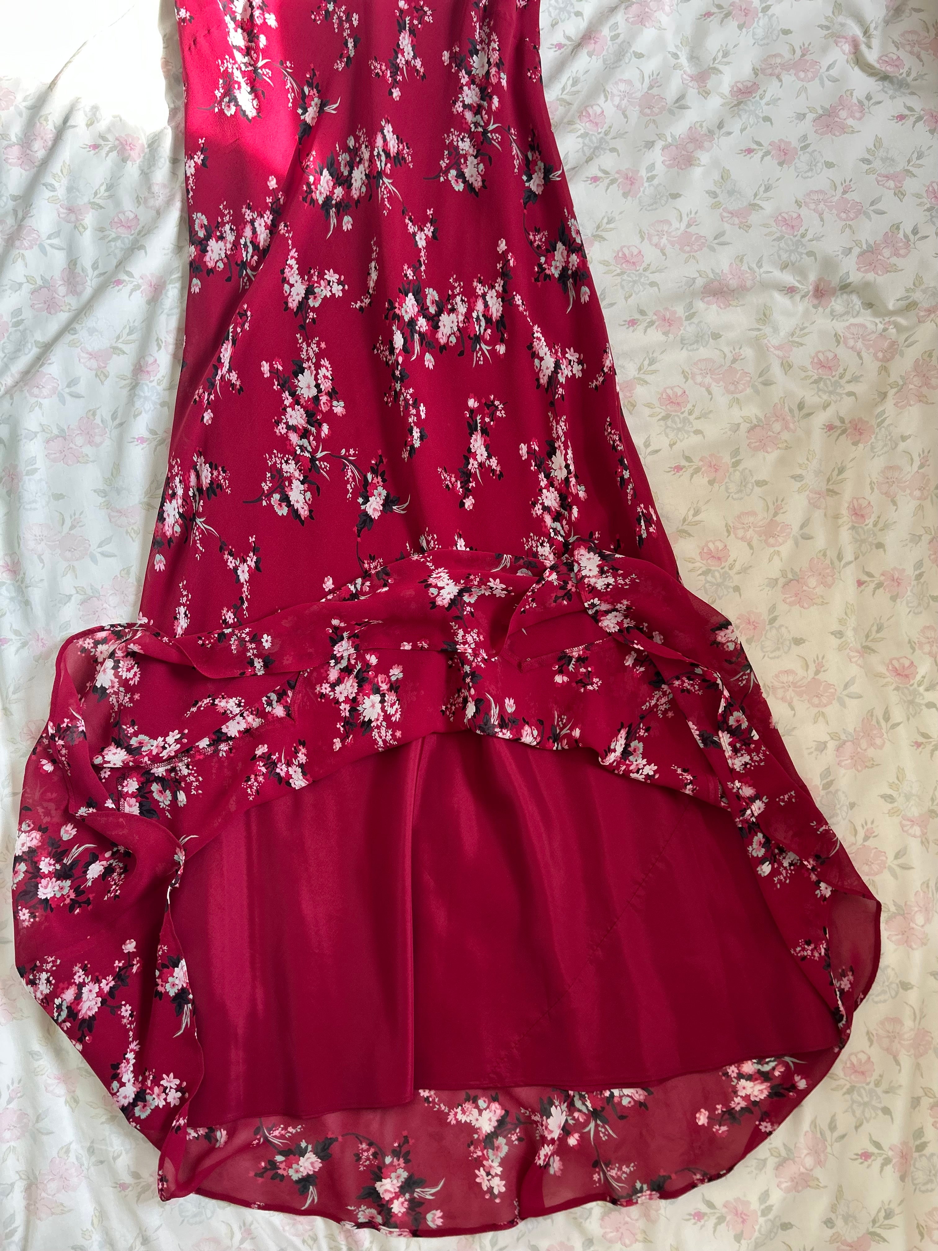 00s floral silk dress ♡ size m