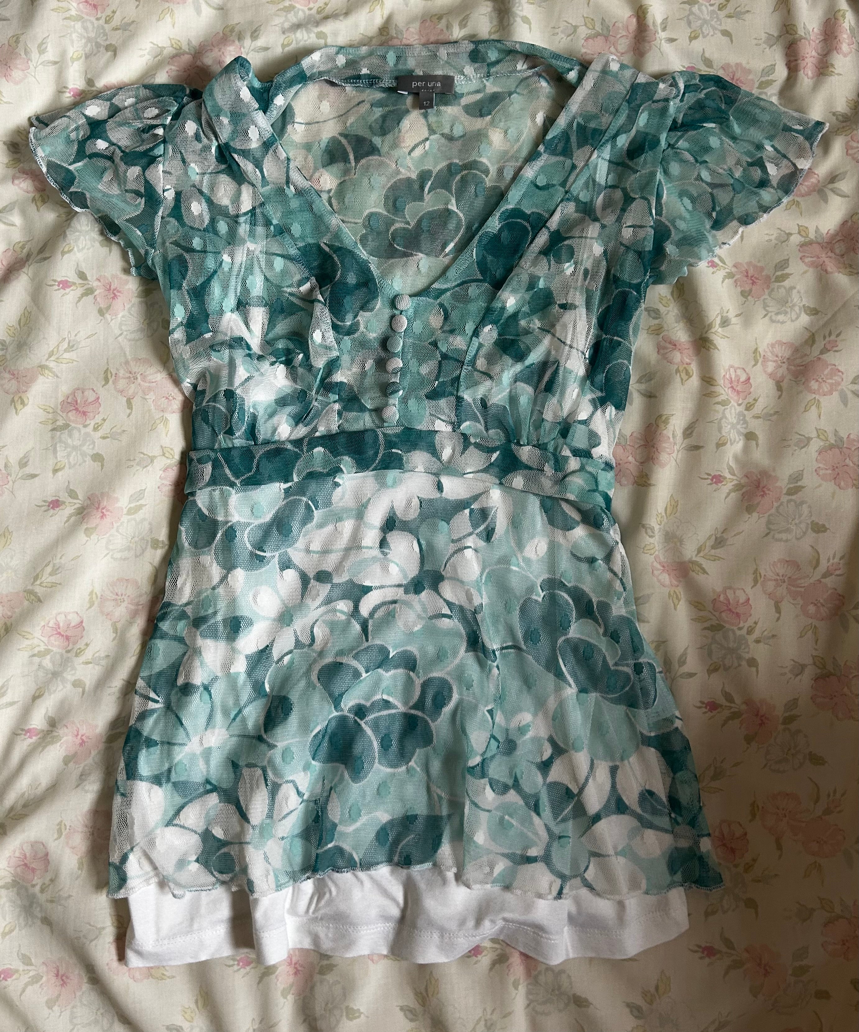 mesh button wrap top ♡ size m